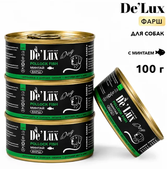 Acari Ciar De`Lux Dog Human Grade Минтай фарш (ломтики в желе) 100 г.